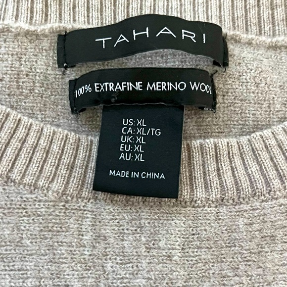Tahari Women’s Extra Fine Merino Wool Sweater Quiet Luxury Minimalist XL - Picture 5 of 5